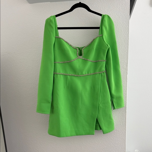 Self-Portrait Elegant Green Long Sleeve Dress